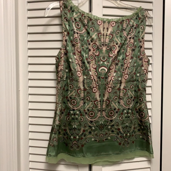 Anthropologie Style silk green art nouveau peasant top. Size M - Picture 4 of 6